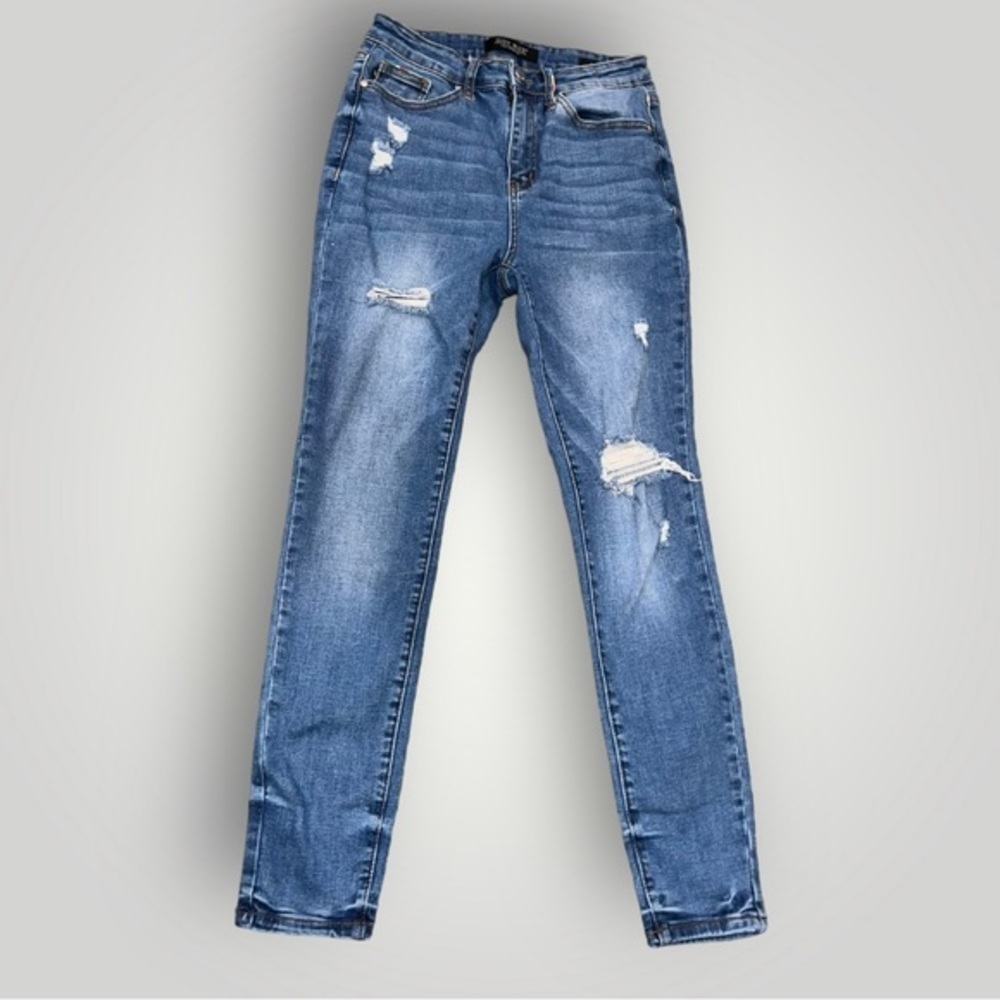 Judy Blue Skinny Embroidered Colorful Medium Wash Denim Jeans Women’s Size 7/28 - Picture 3 of 9